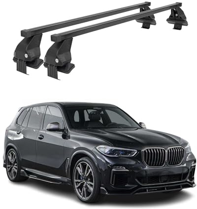OMAC Menabo Dachträger für BMW 4er G26 Gran Coupé 2020-2026 Schwarz Stahl | DIN 75302:2019 & ISO/PAS 11154:2006 geprüft, Abschließbar, City-Crash-getestet, bis 75 kg Traglast, Querträger, Grundträger