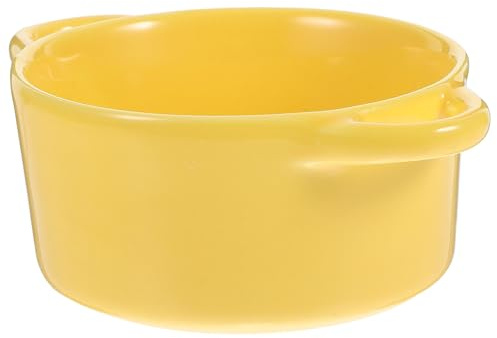 POPETPOP Bol en Céramique à Double Anse Orange Bol à Soupe Multi-Usages 1 Pièce et Pudding Taille Moyenne Cuisine et Repas