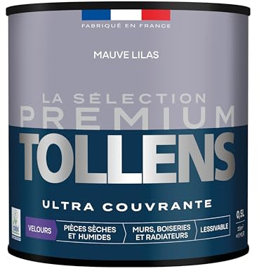 Tollens - Peinture Couleur - Murs, Boiseries & Radiateurs - La Sélection Premium - Pièces sèches et humides - Ultra couvrante - Ultra résistante - Ecolabel - Velours - MAUVE LILAS - 0L5 = 6m²