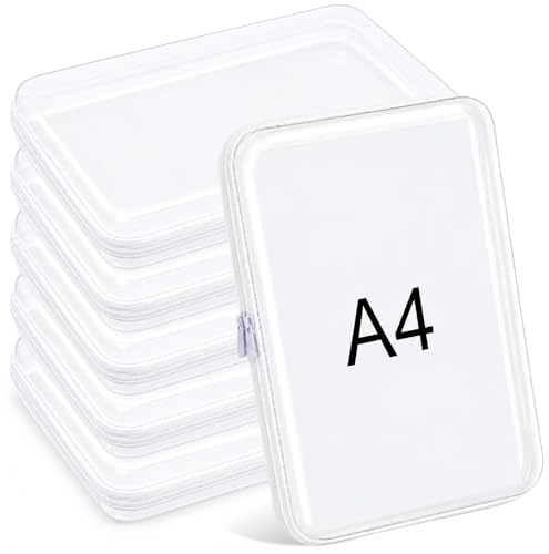 6 Pack Clear Hard Shell Zipper Cases, 32 x 24 x 5 cm Storage Pouches | Large Transparent Plastic Toiletry Bags and Organiser Pouches for Nappies, Cosmetics, Toys, Puzzles, Travel and Home Storage