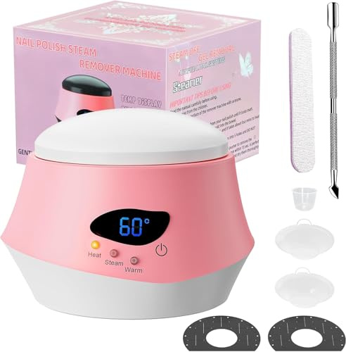 JOJOCOSMO 50W Nail Steamer Gel Nail Polish Remover Quick Nail Gel Remover Acrylic Nail Remover Gel Nail Polish Remover for Salon and Home (Pink, 5 ml (Pack of 1))