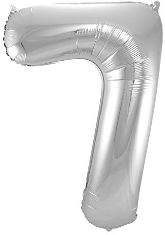 Folat 631778 - Folienballon Zahl 7 - silber - ca. 86 cm