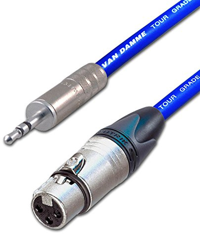 Stereo 3.5mm Mini Jack to Mono Female XLR Cable. DSLR Microphone Input lead. 1m (25cm, Blue)