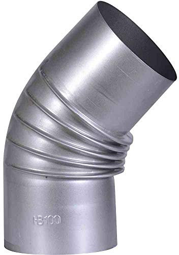 FIREFIX A100/B4 FAL Bogen 45°, starr, ø 100 mm - Ofenrohre aus Stahlblech, 0,6 mm stark, innenliegend gemufft, Längen lasergeschweißt, Silber