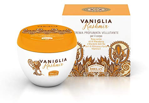 Helan, Vanille Kashmir Feuchtigkeitsspendende Körpercreme für trockene Haut, samtige Wirkung mit Macadamia-Ölen und süßen Mandeln, Aloe Vera Butter und Vitamin E - parfümierte Körpercreme, 200 ml -