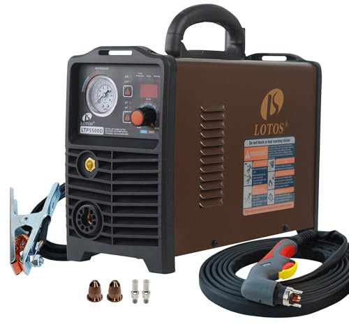 Lotos Supreme LTP5500D Non-Touch Pilot Arc Digital Plasma Cutter, Dual Voltage 110V/220V, 3/4 inch 19mm Clean Cut, Brown