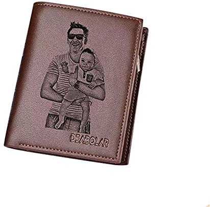ASD Jewerly Personalisiertes echtes Leder für Männer Custom Herren Geldbörse Gravierte Foto Brieftasche Väter Geschenk