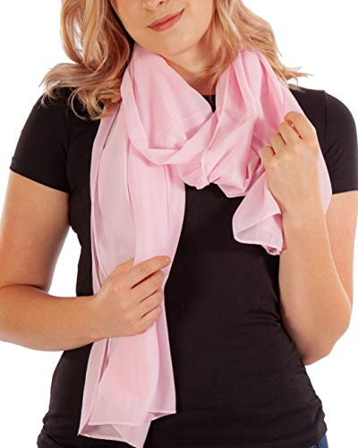 DOLCE ABBRACCIO by RiemTEX Schal Damen PRIMAVERA XXL Schals & Tücher in frischem Rosa Halstuch Stola Pashmina aus Chiffon für Sommer Frühling Ganzjährig Tuch Damenschal Chiffontücher (Rosa)