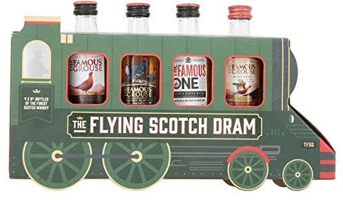 The Flying Scotch Dram Whisky Train Gift Box. Includes 4 Dram Famous Grouse Whiskies. Novelty Gift Set by Blue Tree
