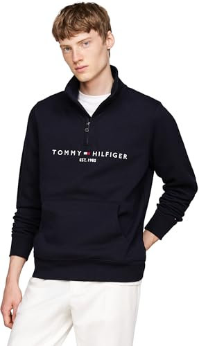 Tommy Hilfiger Felpa con Cerniera Uomo Zip Mockneck Mezza Zip, Blu (Desert Sky), S