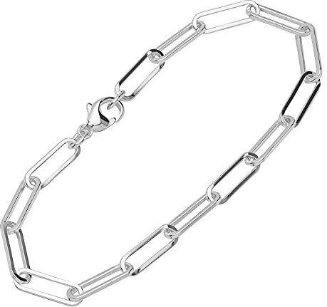 NKlaus Armband 925 Sterling Silber 20cm Langankerkette Herren Armbandkette diamantiert 12334