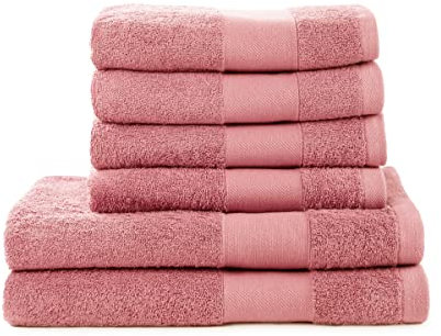 jilda-tex Handtuch Duschtuch Gästetuch Badematte Set Soft Cotton 100% Bio-Baumwolle GOTS (Altrosa, 6er-Set Hand-/Duschtuch(4x50x100 cm + 2x70x140 cm))