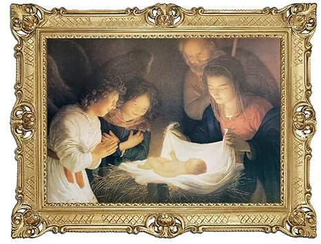 Generisch Wandbild 90x70cm Krippe - Ghrardo dellanotti Wunderschönes Repro Antik-Look gerahmtes Gemälde 58B