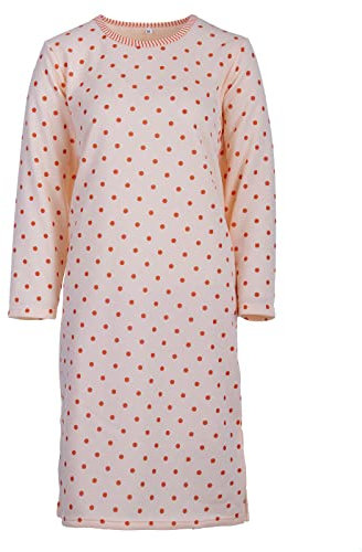 LUCKY Nachthemd Damen Thermo Langarm Punkte Rundhals, Farbe:apricot, Größe:L