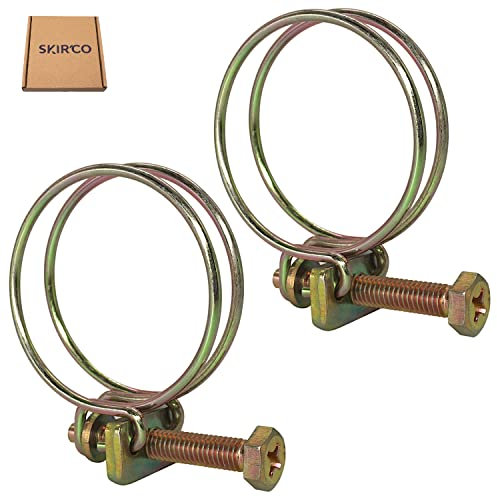 SKIR'CO (Pack of 2 pcs) Adjustable Double Wire Hose Clamps 38-42 mm, Galvanized Steel Tube Clips (2 pcs, 38-42 mm)