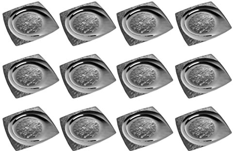 Garnet - Piatto PIANO Quadrato in plastica dura. Rigido e Riutilizzabile – Lavabile in lavastoviglie – Nero - 100% Made in Italy - SET da 12 PIATTI