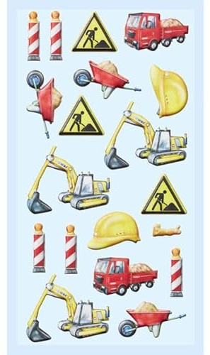 NEU SOFTY 3-D Sticker/Aufkleber, Baufahrzeuge/Baustelle, 1 Bogen