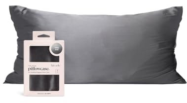 Kitsch Kissenbezug aus 100% Satin mit Reißverschluss, weicher als Seidenkissenbezug für Haar und Haut, kühlender Kissenbezug, Satin-Kissenbezug (King (1 Pack), Anthrazit)