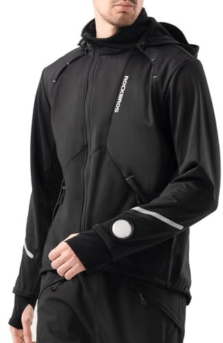 ROCKBROS Winter Fahrradjacke Herren Winterjacke Thermo Softshelljacke Winddichte Wasserdicht Atmungsaktiv für Radfahren, Laufen, Wandern