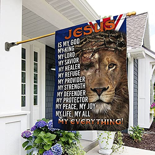 Bandera de temporada de Australia, bandera de Jesús León de Judá, bandera de jardín de doble cara de poliéster para Halloween al aire libre, par de 32 x 48 cm