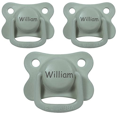 Namensschnuller, personalisiert auf Schnullern von Filibabba, Silikon. Größe 2, 6+ Monate, 3 Stück, Schnuller mit Namen, Nuckel, Junge, Mädchen, BPA-frei Schnuller, Made in Denmark, Graviert