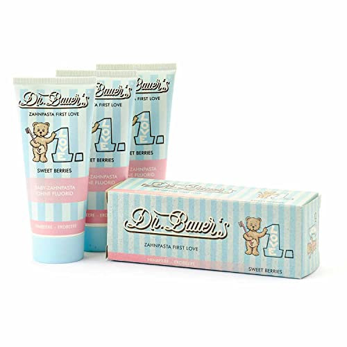 Dr. Bauer's Baby-Zahnpasta, Kinder-Zahncreme First Love Sweet Berries OHNE Fluorid, 3er Pack (3x 50ml)