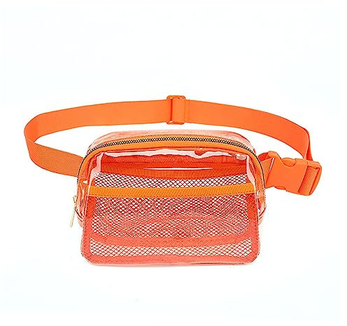 Hixingo Stylisch Bauchtasche für Damen und Herren, Hüfttasche Verstellbare Sport Groß Gürteltasche mit Reißverschluss für Outdoor Laufen Wandern Radfahren Gehen (20x5x14cm,Transparentes Orange)