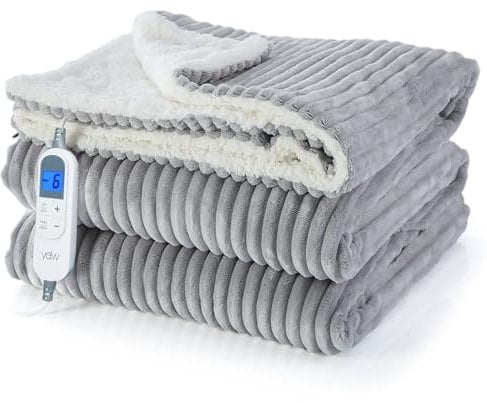 YDW Wärmedecke Heizdecke mit Abschaltautomatik - 180x130 cm Kuscheldecke Electric Blanket Wärme Beheizbare Decke Elektrische fürs Bett Überhitzungsschutz Waschbar Kuschelheizdecke - Grau