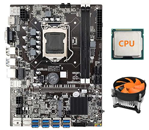FRGMNT Minor Motherboard B75 ETH + Random CPU + Cooling Fan LGA1155 8XPCIE USB DDR3 MSATA B75 USB BTC Motherboard Minor