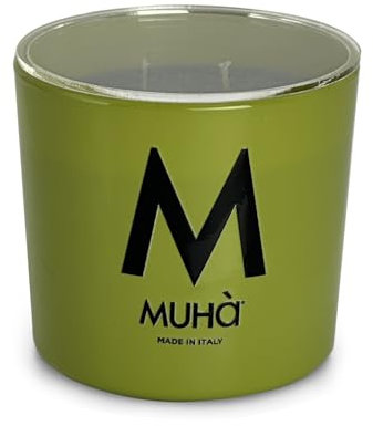 MUHA' | Candela Profumata in Vetro Verde, Fragranza Mosto Supremo, Profumatore per Ambienti, Formato da 270 Gr