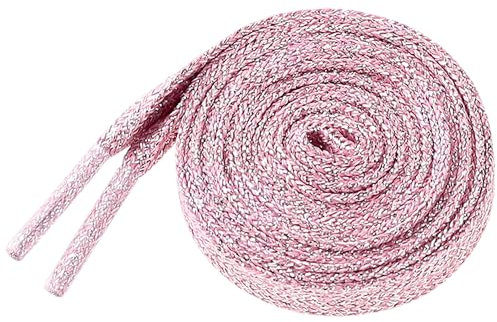 Elerevyo 1 paire de lacets plats métalliques brillants à paillettes, lacets scintillants à paillettes colorées pour baskets Rose clair 160cm/62.99