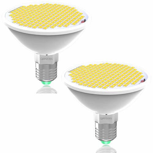 Vollspektrum LED-Pflanzenlampe Warmweiß 200 LED E27 für Zimmer und Garten, Langlebige Glühbirnen mit hohem Lichtausbeutungsgrad, Mehrfachnutzung für Innenpflanzen Orchideen und Zierpflanzen, 2 Pakete