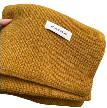 RUDDOG Ruddogscarf für Damen, gestrickter Wollschal für Damen, Winter, Weihnachten, einfarbig, Studentenpaar, warmer Schal für Herren, gelb, 25*150cm