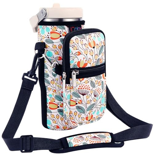 icolor Tragetasche für Wasserflaschen von Stanley IceFlow, 590 ml, Stanley IceFlow Becherhalter, Neopren-Hülle, Stanley-Becher, Zubehör, Tasche, Crossbody-Tragetasche, für Reisen, Fitness