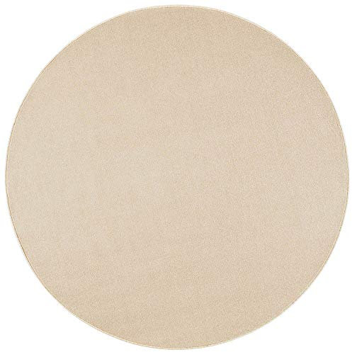 Teppich Boss - Nasty Floor Kurzflor Teppich Rund 133cm oder 200cm Ø, Farbe:Creme, Durchmesser:200 cm rund