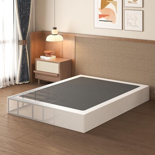Lutown-Teen Boxspringbett in voller Größe, 25,4 cm, hohes Profil, robustes Metall-Boxspringbett mit Stoffbezug, Matratzenfundament, geräuschfrei, einfache Montage