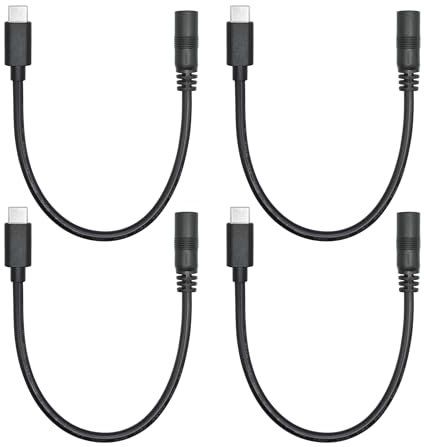 4Pcs Short DC 3.5mm x 1.35mm to USB C Power Cord 6inch, DC 35135 Female to USB Type C Male Plug 5V 5A Power Charging Cord Extension Cable, for LED Desk Lamp, Small Fan Etc Other USB Type C Equipment