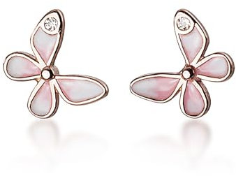 GAUEIOUR Sterling Silver Pink Mini Butterfly Stud Earrings,Silver Needle Forest Series Mini Compact Rose Gold Butterfly Earrings, Fashionable, Sweet Earrings, Ladies' Cute, Simple Animal Earrings