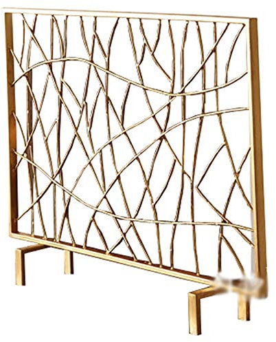 MYVVKIA Kaminschirm, Einzelplatte, Funkenschutzgitter, Baby-Sicherheits-Kaminschutzgitter, für Kamin/offenen Herd, Gold, 101 x 78,5 x 20 cm, mit Metallgitterabdeckung, Gold