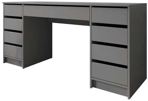 Mirjan24 Schreibtisch Ada Bis, 9 Schubladen Schülerschreibtisch Computertisch B:H:T 154x76x55cm, Kinderschreibtisch Arbeitstisch PC-Tisch Jugendzimmer Kinderzimmer (Anthrazit)