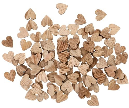 JIYIN 100 Stück Holzherzen Deko, 1.2cm Mini Holz Herzen Deko Holzherz Streudeko Holzherzen zum Basteln für DIY Handwerk Hochzeits-Deko Tischdeko Streudeko