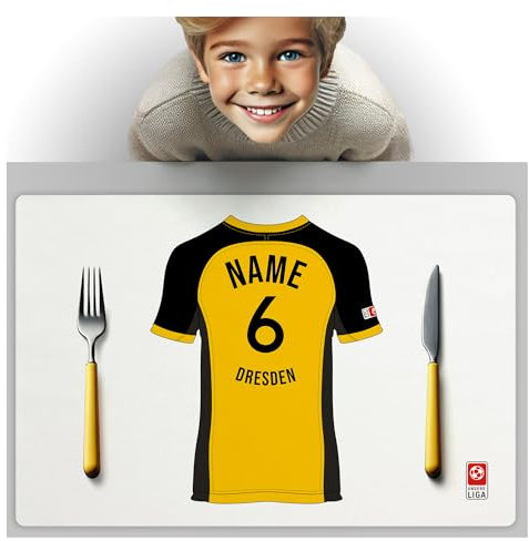 Dresden Fanartikel Tischset - PERSONALISIERTES Geschenk, passend für Dresden Fans, Geschenk Jungen, Fussball Männergeschenke Dresden Trikot Geburtstag Weihnachten Platz-Set TS24DEDE