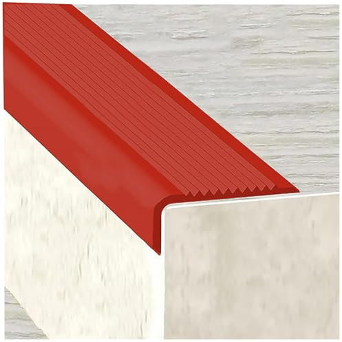 PVC Treppenkantenprofil Antirutsch-Profil, Treppenkantenprofil Selbstklebend PVC Kunststoff Treppen, für Treppenstufen Treppen, Selbstklebend Kantenschutz Antirutsch-Profil Winkelprofil(Red,10m/394in)