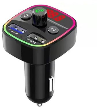 Chargeur Voiture Transmetteur FM pour Voiture Lecteur Audio Bluetooth avec Lières Colorées Lecteur MP3 Double USB 5V 3.1 A Chargeur Rapide Chargeur Voiture USB(Q3)