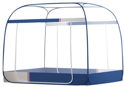 Pop-Up-Moskitonetz, Betthimmel, faltbar, Bettzelt, Netze, großer Anti-Moskitonetz, Camping-Vorhang mit Boden für Bettboden, Camping, Reisen, einfacher Aufbau, 1,8 x 2 m (Blau)