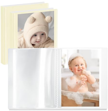 Vienrose Fotoalbum 10x15 3er Set Einsteckalbum 52 Fotos Personalisierbar | Babyalbum, Familienalbum, Hochzeitsalbum, Beige, Geschenkidee