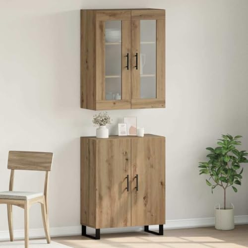 Qnhdfrt 2-Piece Artisan Oak Engineered Wood Highboard Set