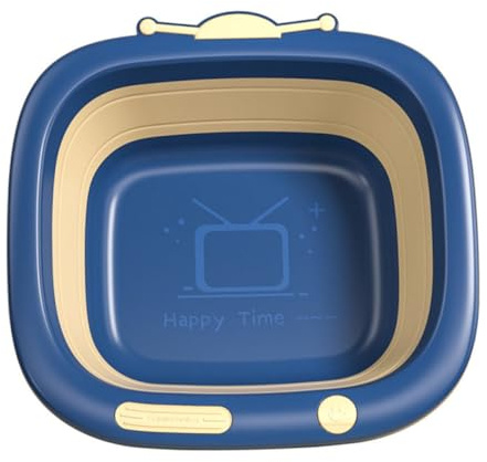 Babywaschbecken aus Kunststoff Faltbares für Neugeborene mit Cartoon Design | Leicht zu Tragen, Einfach zu Reinigen, Blau, für Haushalt und Schlafzimmer, 1 Stück