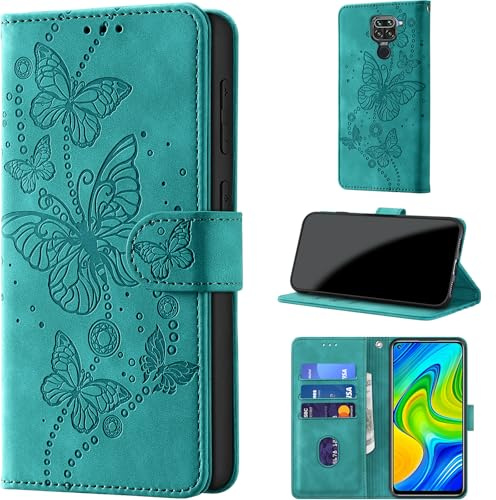 CaseGla Funda para Xiaomi Redmi Note 9, Turquesa | Bloqueo RFID, Cierre Magnético, Cartera de Cuero PU, Soporte Plegable, Ranura para Tarjetas Billetera, Antigolpes Libro