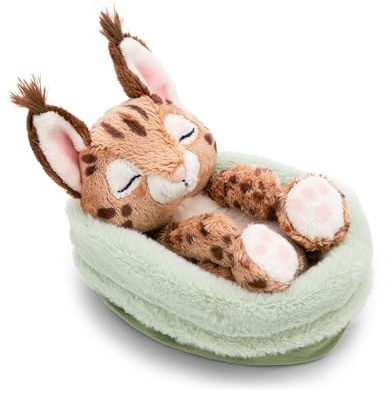 NICI Kuscheltier Karakal 12cm schlafend im Körbchen - braun - Stofftier aus weichem Plüsch, niedliches Plüschtier zum Kuscheln und Spielen, für Kinder & Erwachsene, tolle Geschenkidee - 62874